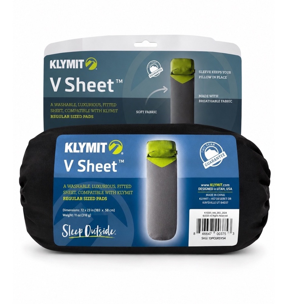 Klymit V Sheet Fitted Sleeping Pad Cover Regular Size Gray Green 72x23 NEW